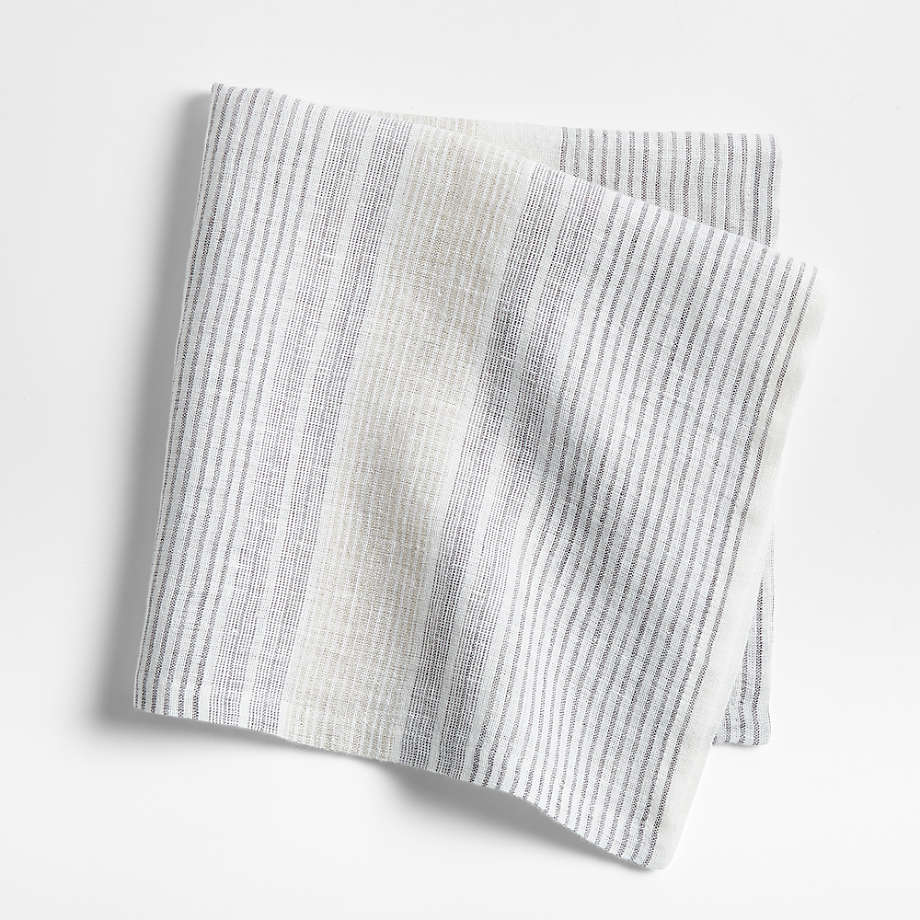 Chesney Metal Grey Striped Linen Tablecloth – 60" × 90", Yarn-Dyed Linen