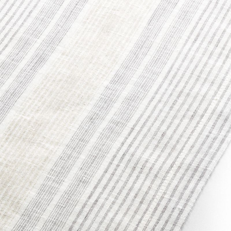 Chesney Striped Metal Grey Linen Table Runner – 14" × 90", Yarn-Dyed Linen